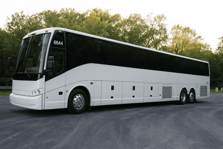 exterior of Charter Bus Rental Stonecrest coach bus
